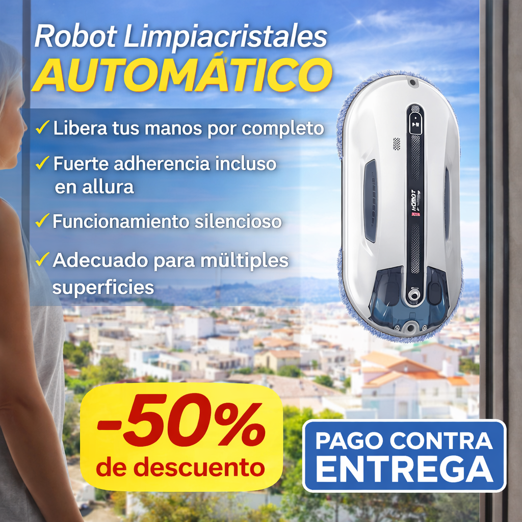 Robot limpiador de ventanas ultrasónico con pulverización automática y fuerte succión.