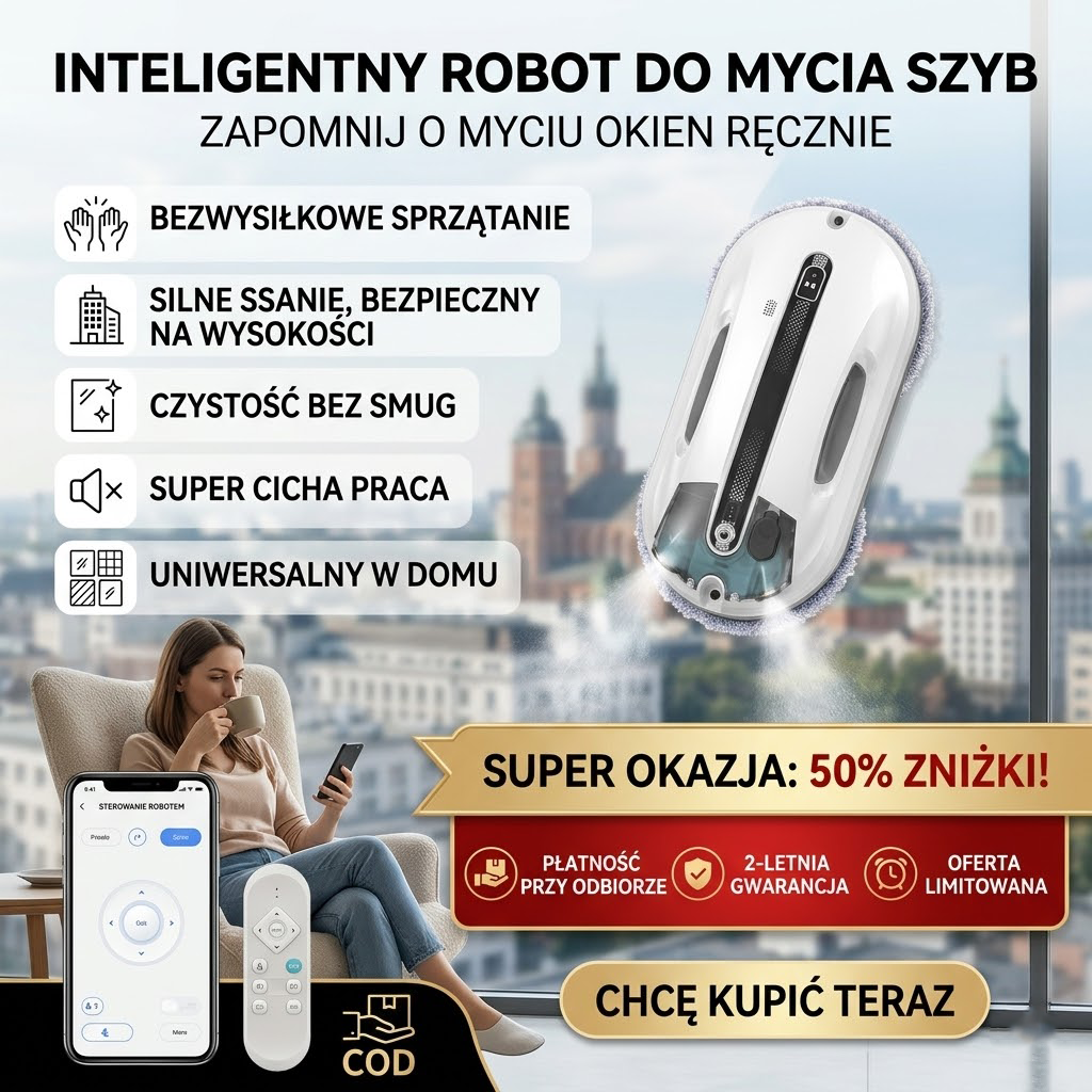 Ultrasonic Window Cleaning Robot with Auto Spray & Strong Suction