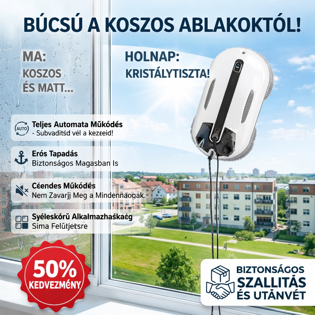 Ultrahangos ablaktisztító robot automatikus permetezéssel és erős szívással