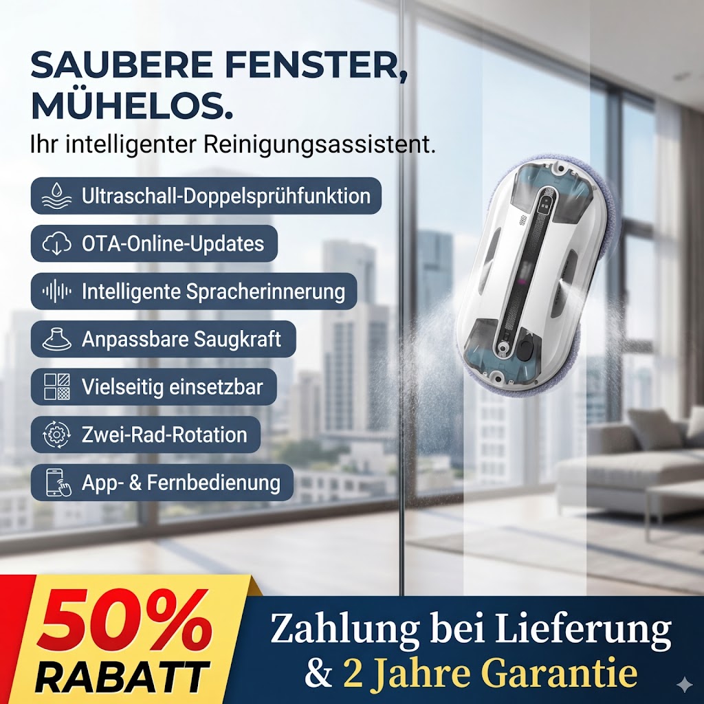 Ultraschall-Fensterreinigungsroboter mit automatischer Sprühfunktion und starker Saugkraft