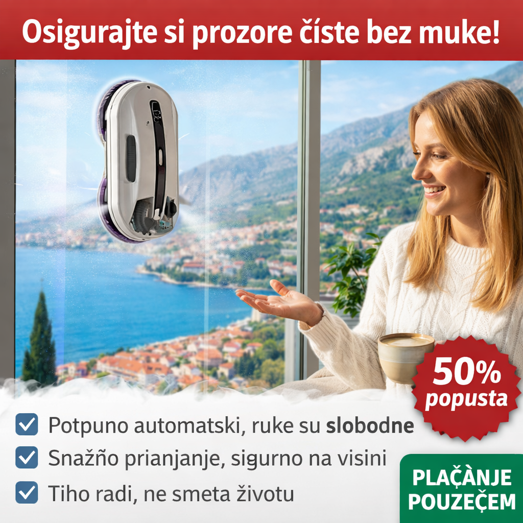 Ultrazvučni robot za čišćenje prozora s automatskim prskanjem i jakim usisavanjem