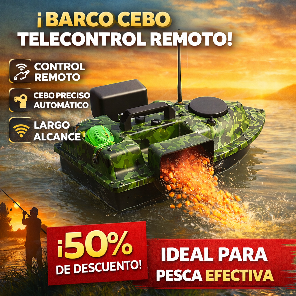 Embarcación cebadora inteligente con inteligencia artificial, sistema de carga de cebo independiente de tres cámaras, indicador de dirección automático para localizar peces y control remoto de largo alcance.