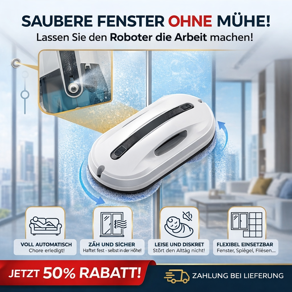 Ultraschall-Fensterreinigungsroboter mit automatischer Sprühfunktion und starker Saugkraft