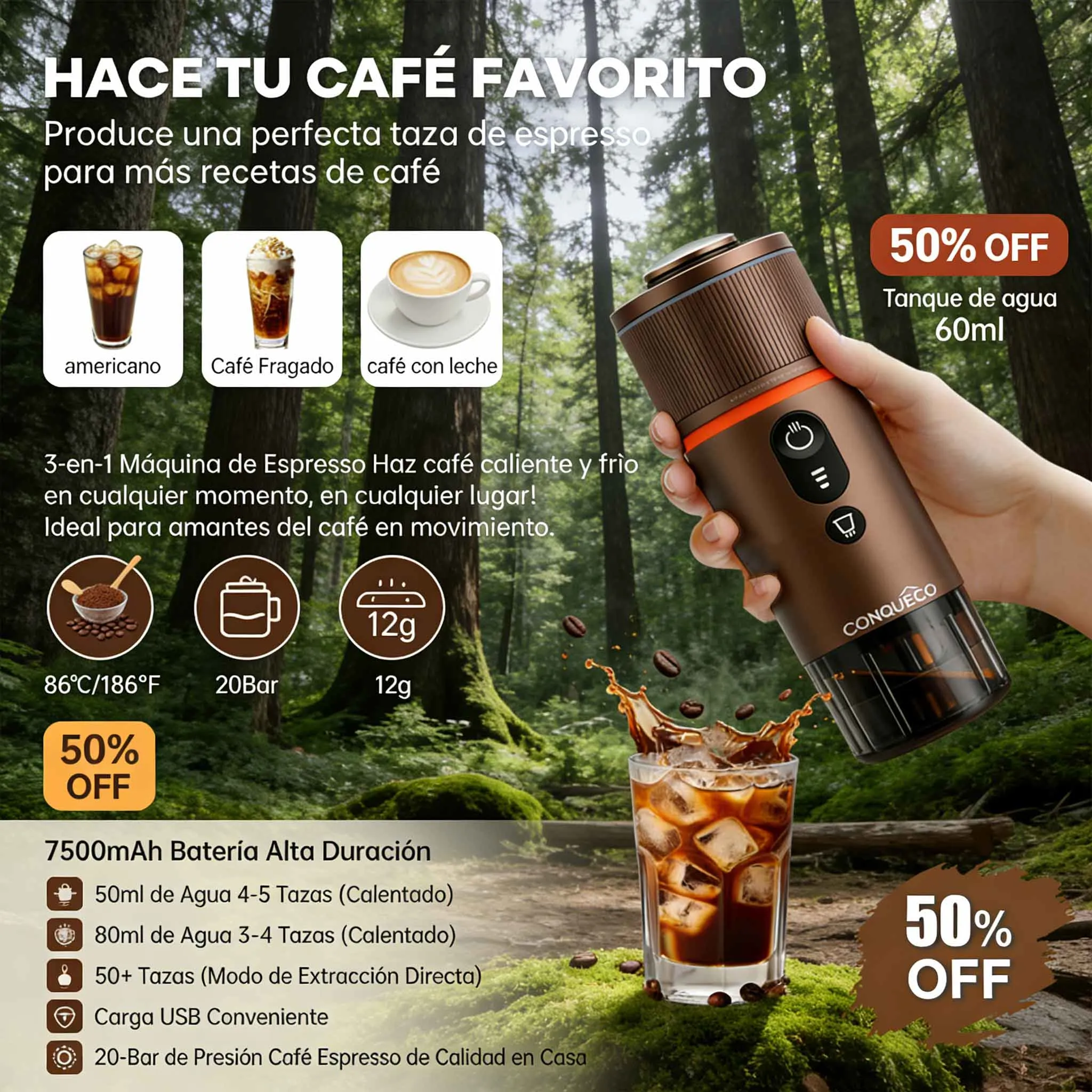 CONQUECO Przenośny ekspres do kawy