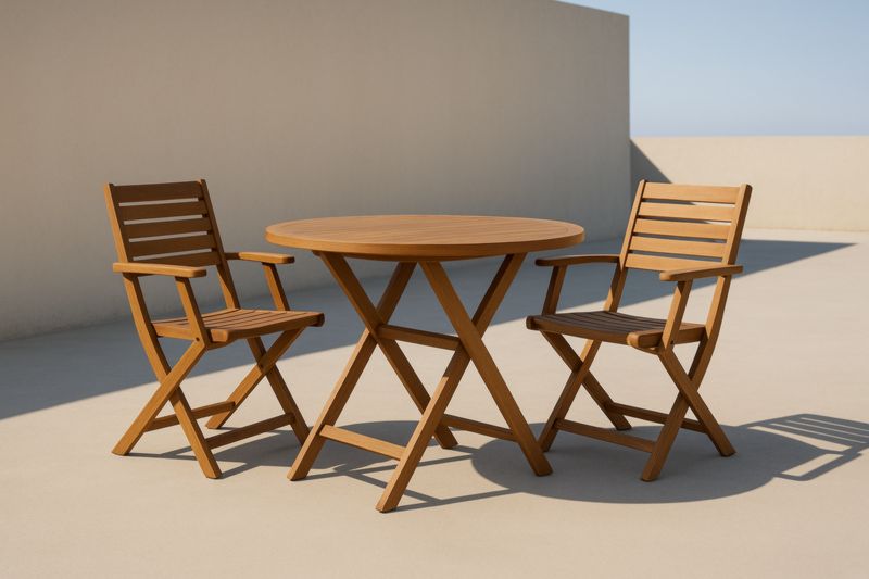 Ensemble Table et Chaises Pliantes en Acacia Extérieur
