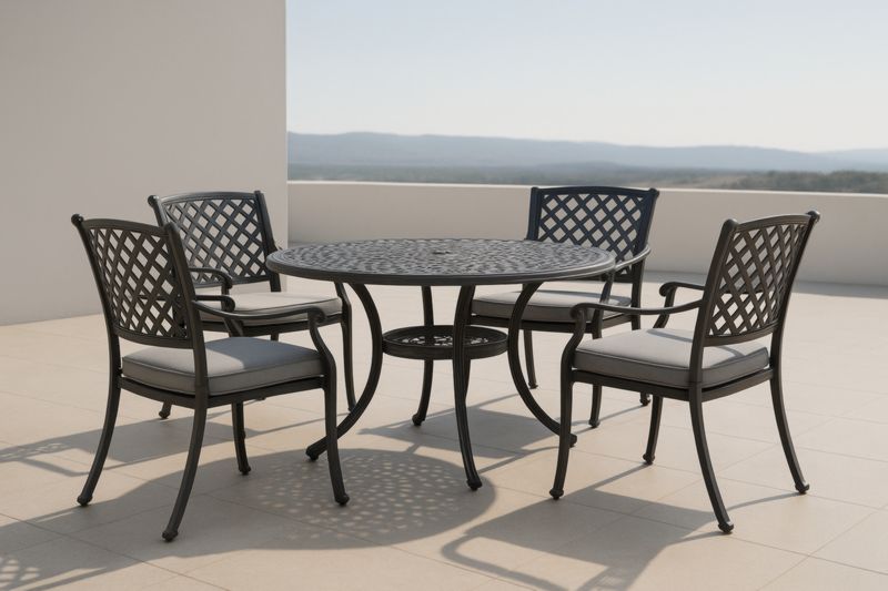 Ensemble de jardin 5 pièces en aluminium avec table et chaises