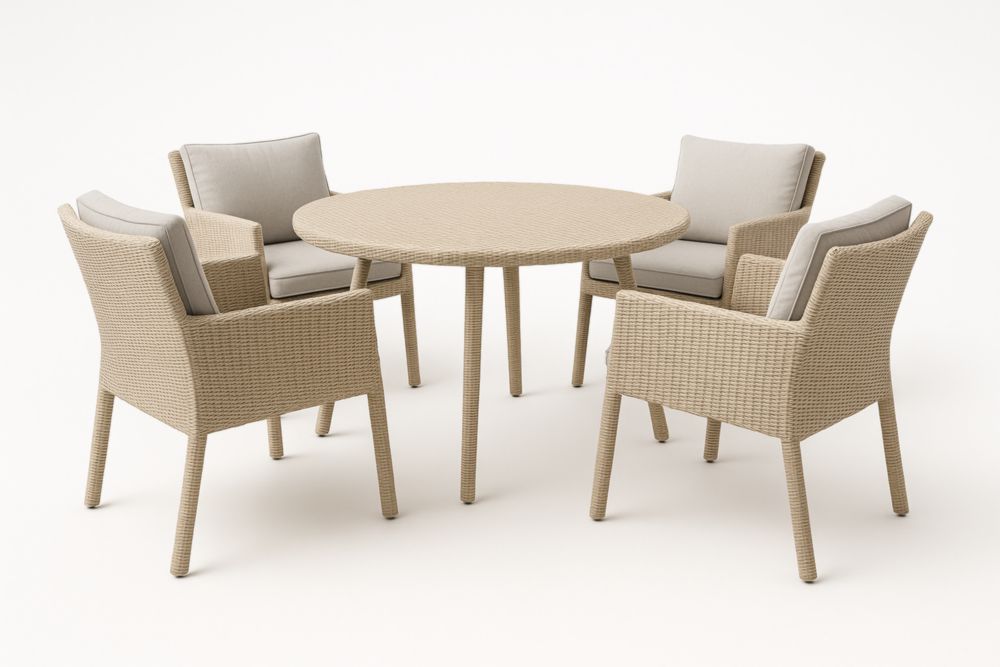 Ensemble de Salle à Manger Extérieur en Résine Tressée Beige