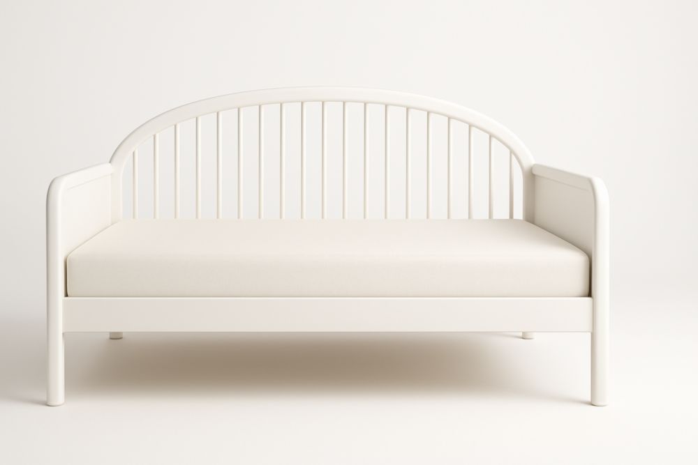 Letto giorno singolo in legno di pino bianco con schienale curvo