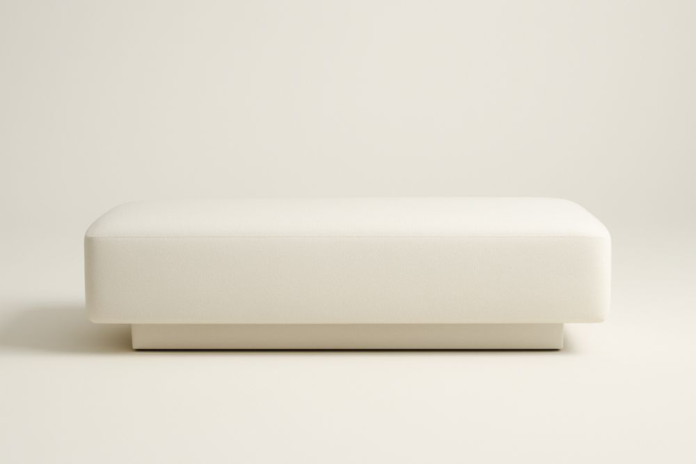 Panca fondo letto rettangolare in tessuto bianco