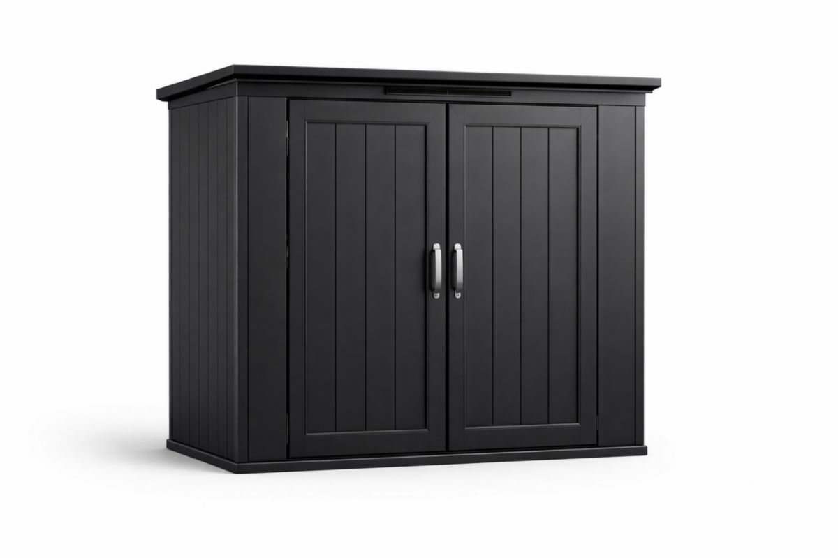 Mobile da Giardino in Plastica con Doppie Ante Colore Nero