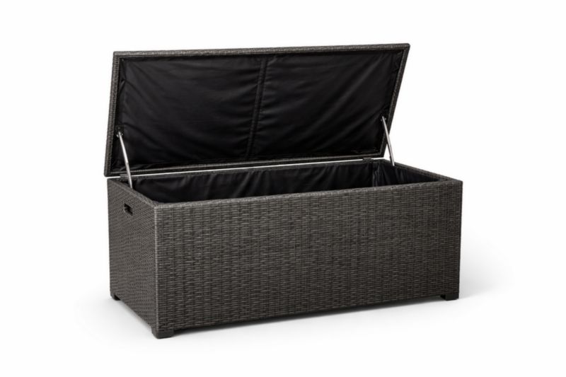 Baule Contenitore in Rattan Sintetico Grigio 120 cm