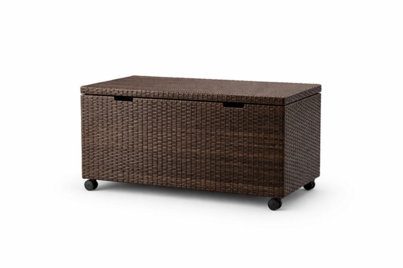 Cassapanca in Rattan Sintetico con Ruote Marrone