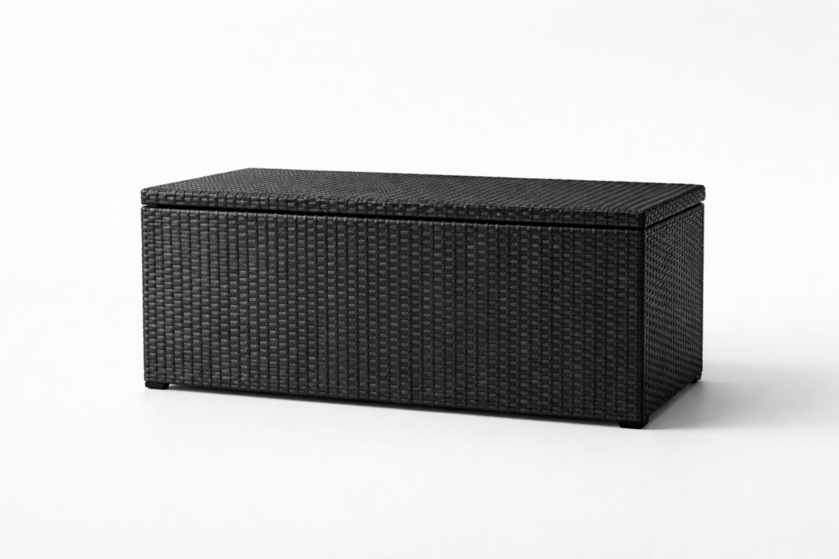 Cassapanca da Esterno in Rattan Sintetico Nero