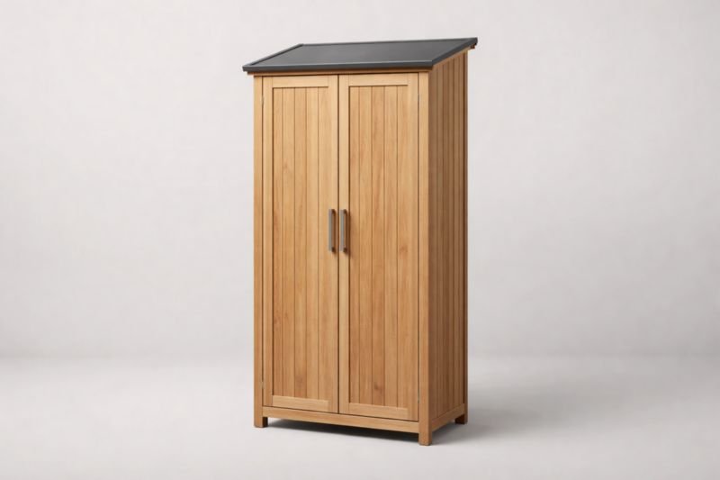 Armadio da Esterno in Legno Massello con Due Ante 75x50x180 cm