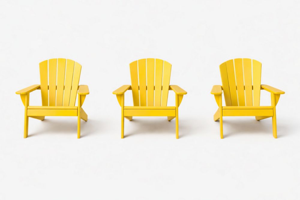 Set di 3 Sedie Adirondack in Polipropilene Giallo