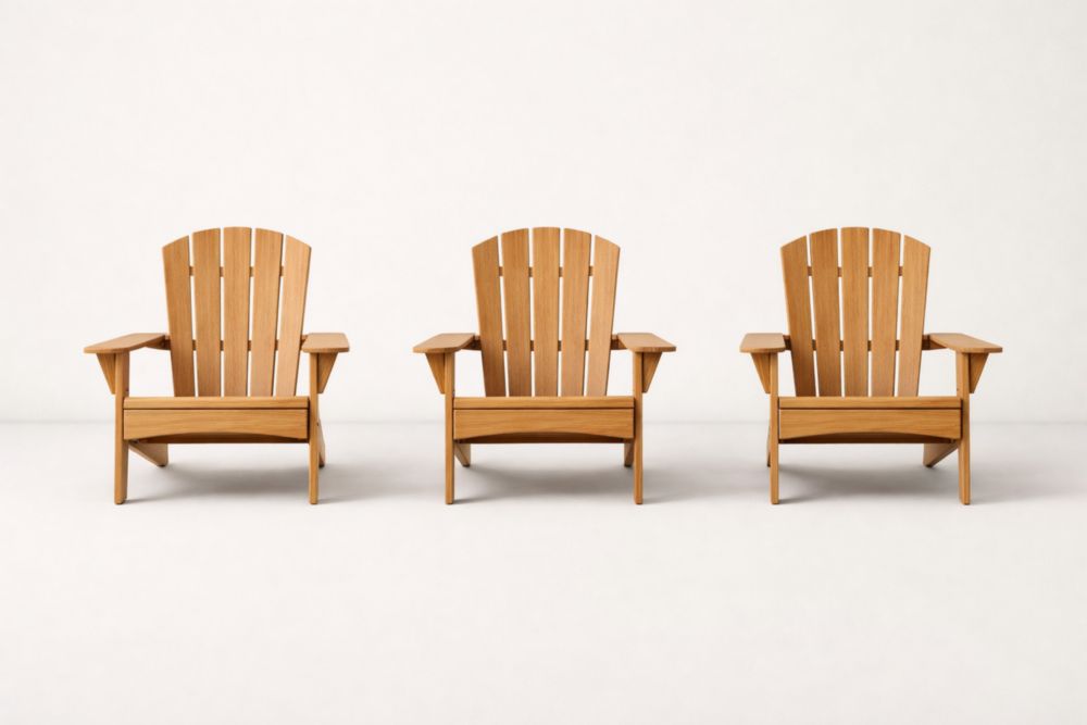 Set di 3 Sedie Adirondack in Legno con Schienale Alto