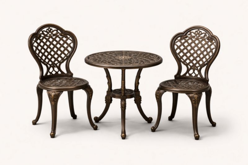 Set da Giardino in Alluminio con Tavolo Rotondo e 2 Sedie