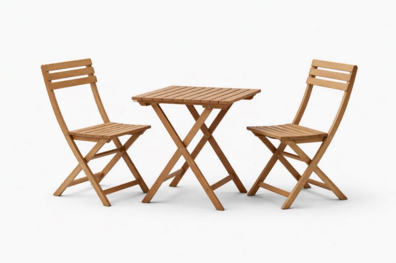 Set da Giardino in Legno di Acacia 3 Pezzi con Tavolo Quadrato e 2 Sedie