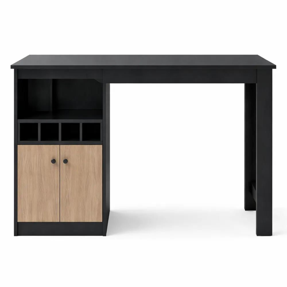 Table de bar moderne avec rangement et porte-bouteilles