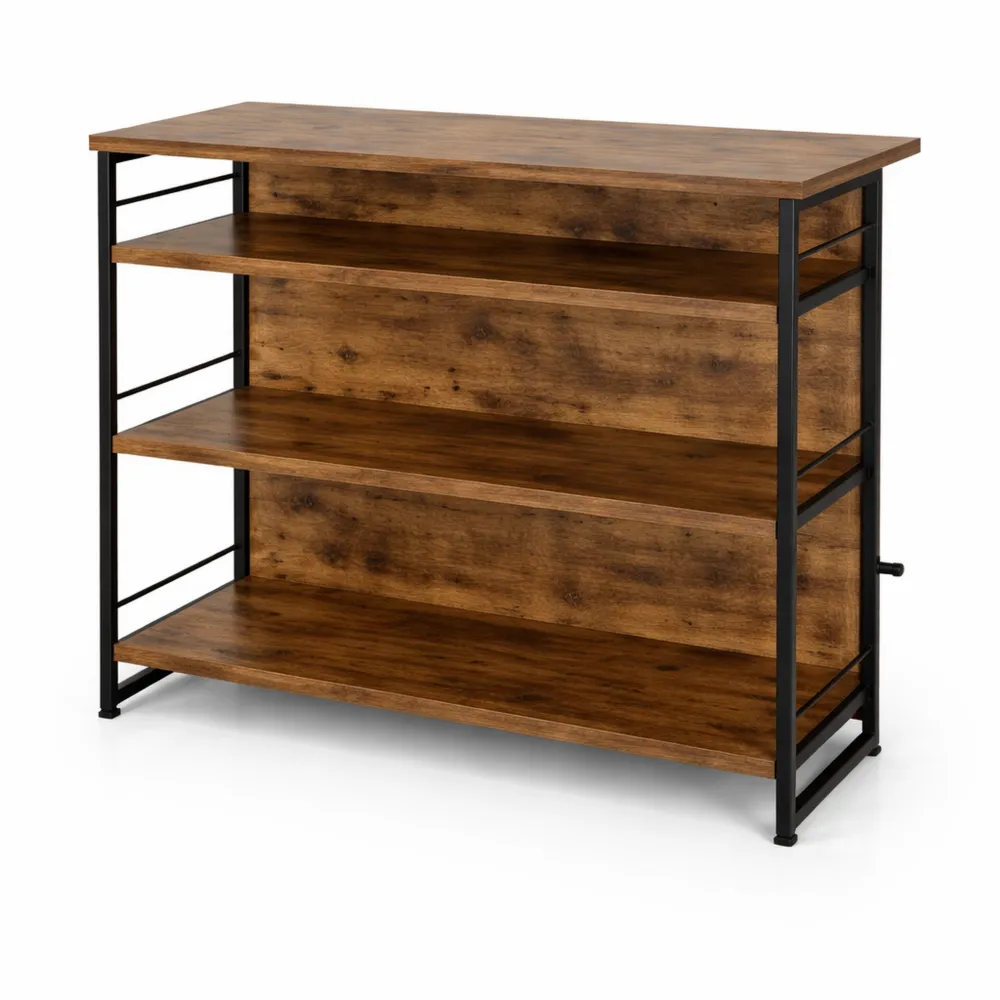 Table haute avec rangement intégré et étagère à vin