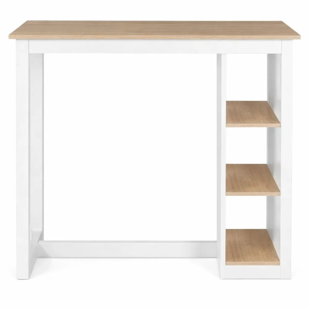Table de bar pour 2 à 4 personnes en bois blanc avec plateau imitation hêtre