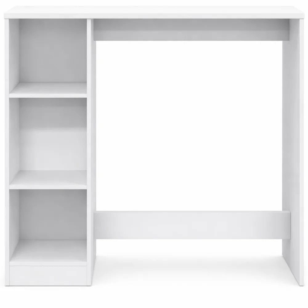 Table de bar avec étagères blanches en bois d'ingénierie