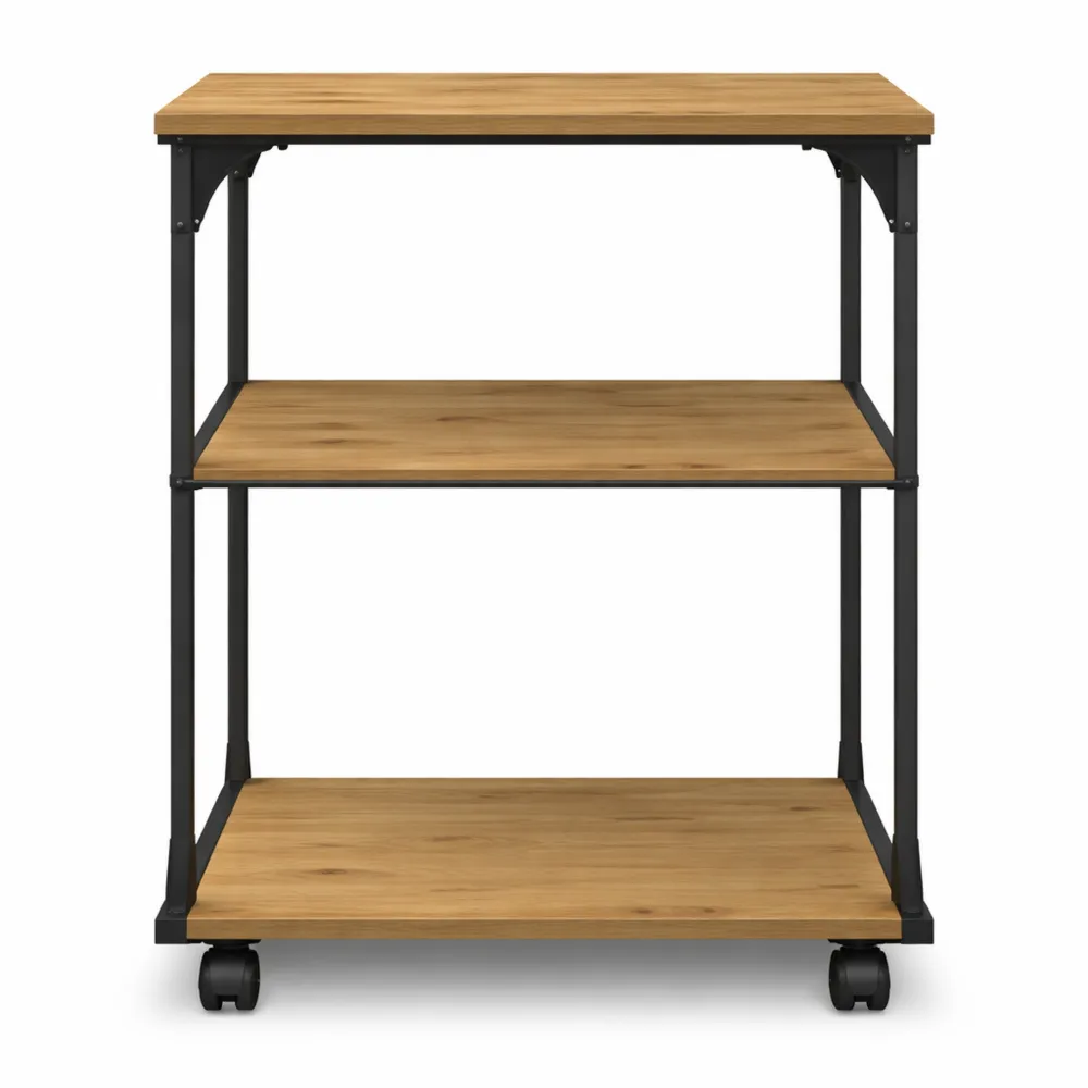 Chariot mobile pour imprimante avec espace de rangement en chêne 43x48x64 cm