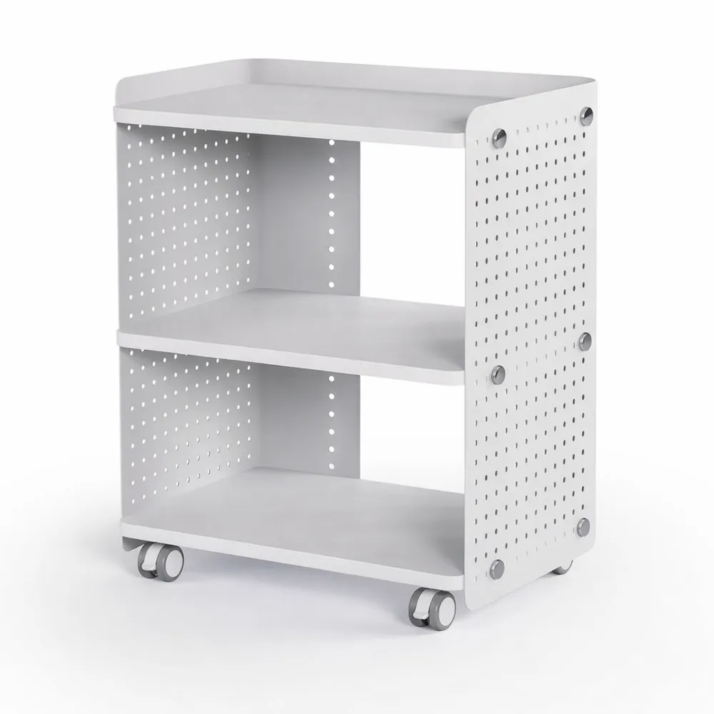 Chariot de Bureau à Roulettes avec Rangement pour Imprimante, 4 Niveaux