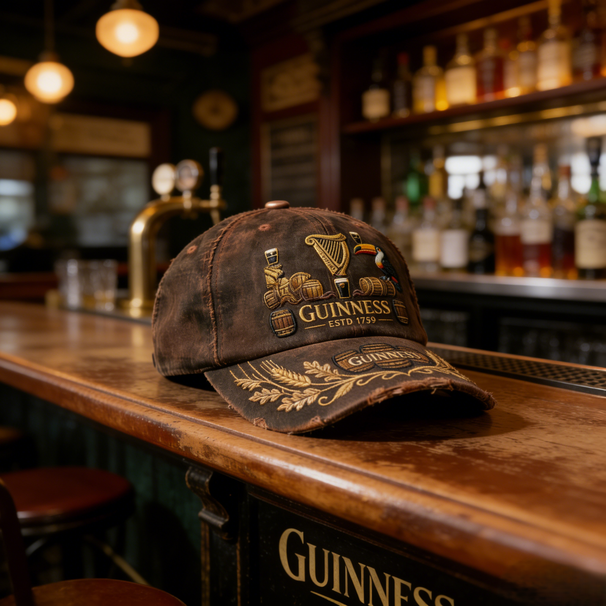 Guinness Vintage Distressed Embroidered Baseball Cap | Irish Beer Culture Hardcore Merch