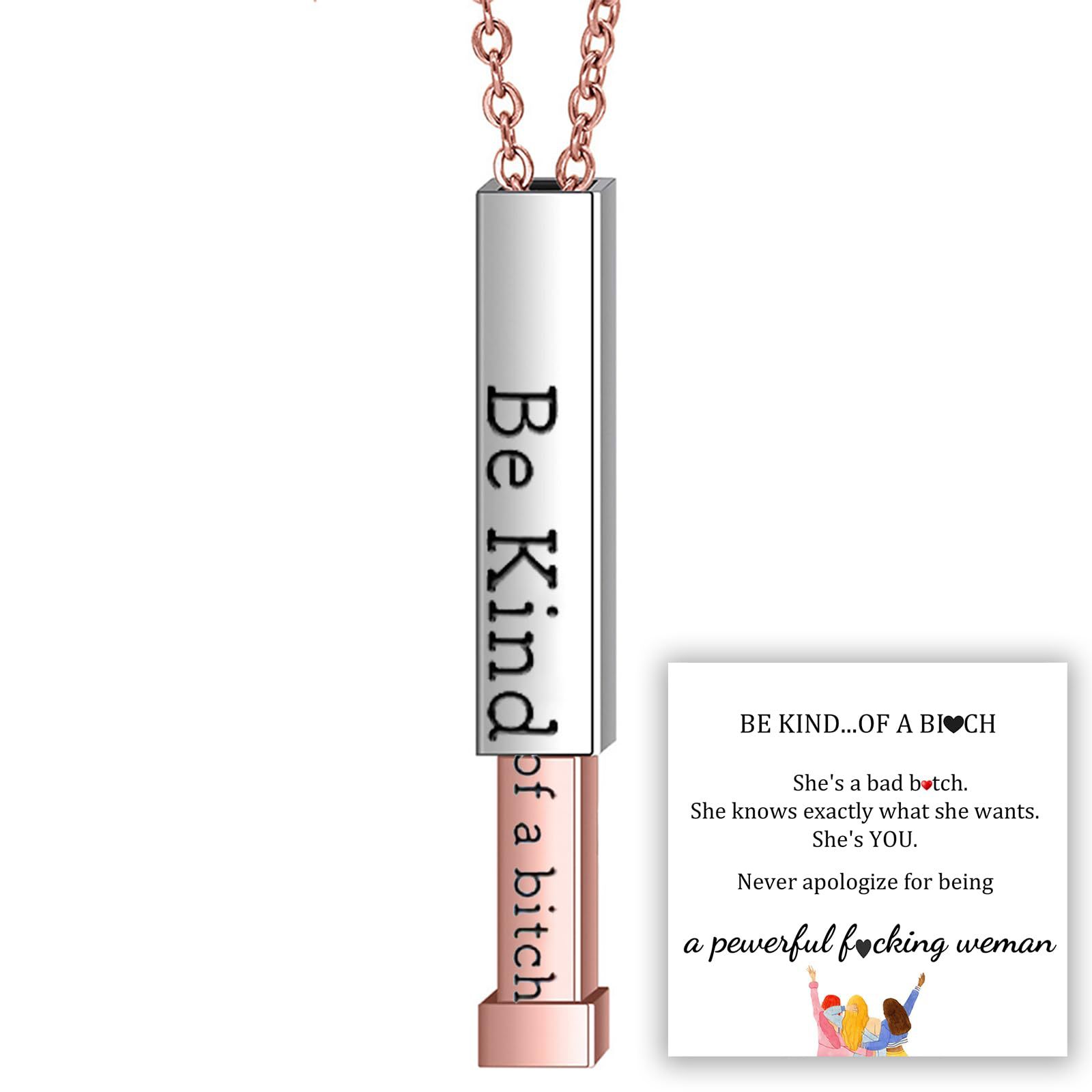 Be Kind...of a bi♡ch - Hidden Message Necklace
