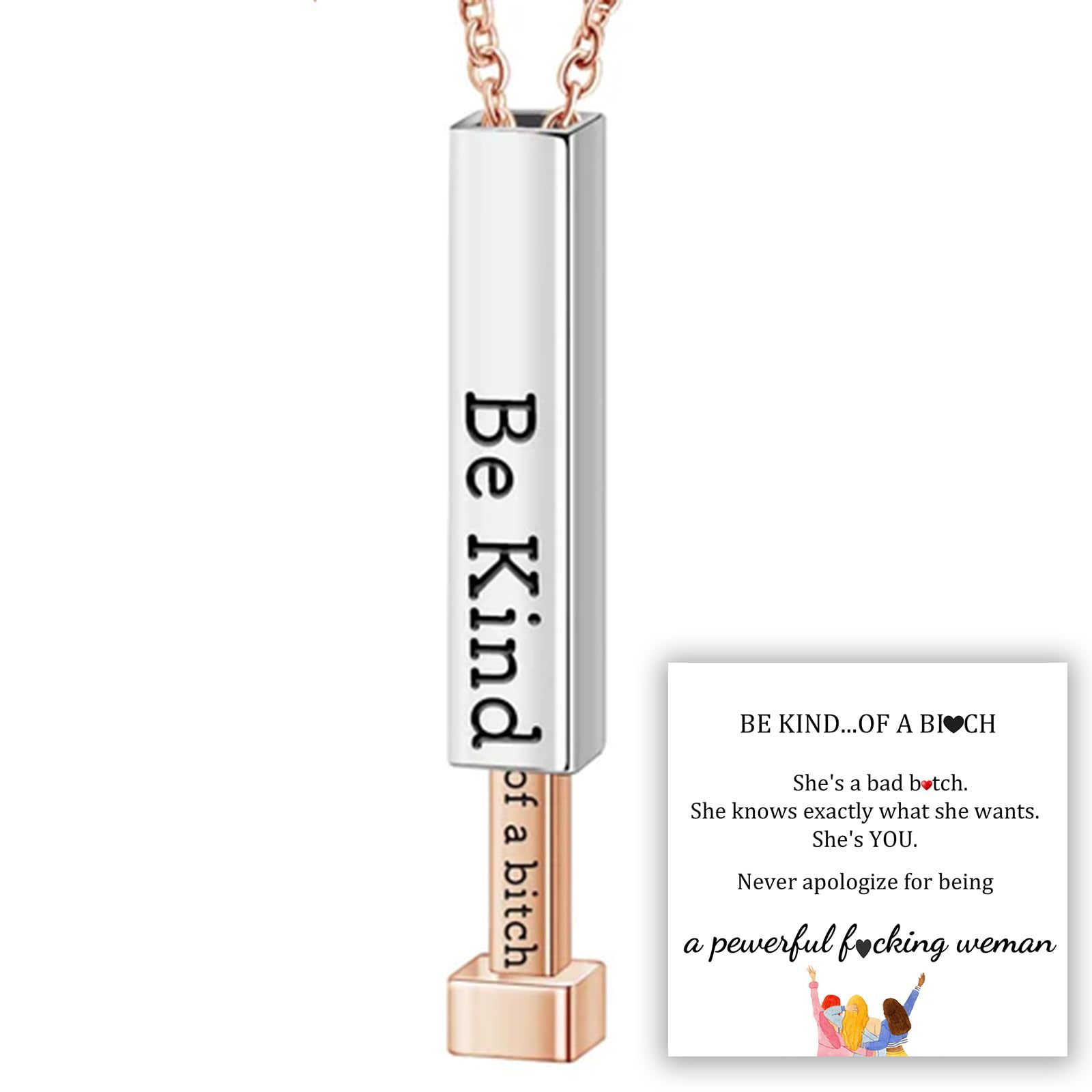 Be Kind...of a bi♡ch - Hidden Message Necklace