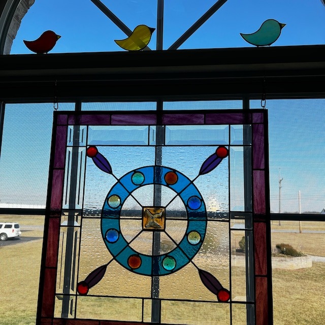 Stained Standing Glass Bird Suncatcher