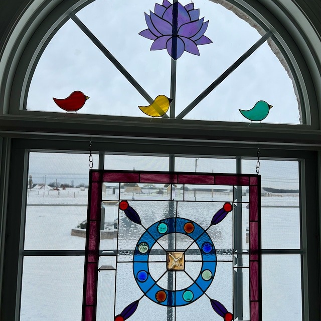 Stained Standing Glass Bird Suncatcher