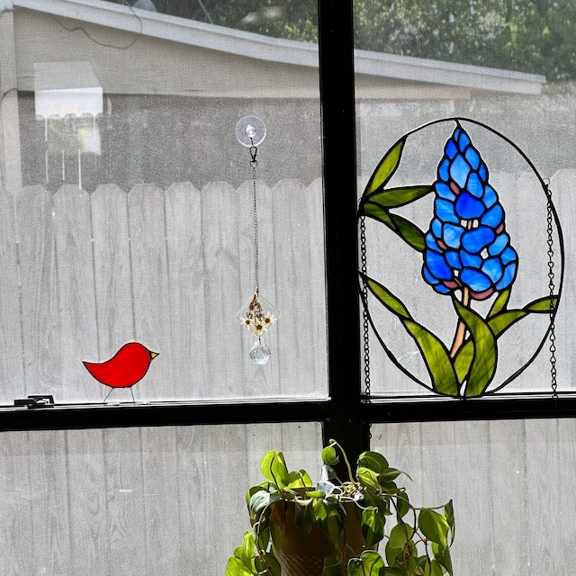 Stained Standing Glass Bird Suncatcher