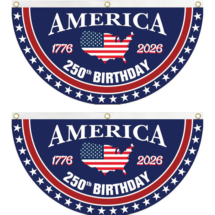 America 250th Birthday Semicircular Flag Banner, 