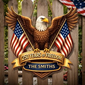 Custom Wood Sign - Personalized America 250th Anniversary Gifts For Mom, Dad, Brother, Sister, Kids - Where Brave Hearts Gather
