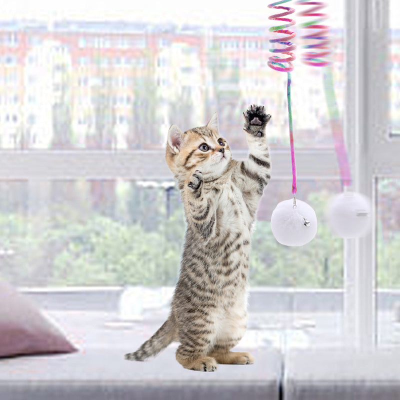 😸 Hanging Spring Plush Ball Cat Toy ❤