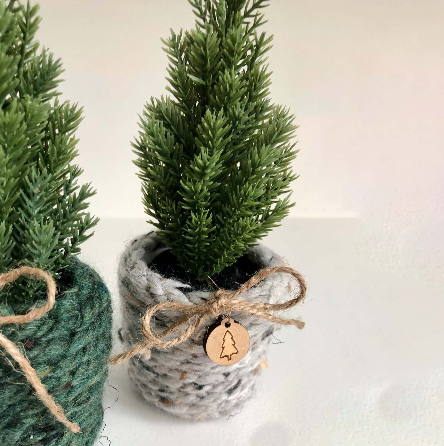 Mini Faux Christmas Tree Knitted Planter Christmas Ornaments