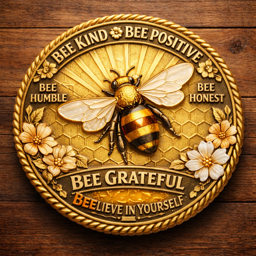 🐝Bee Kind Bee Positive – Inspirational Bee Challenge Coin