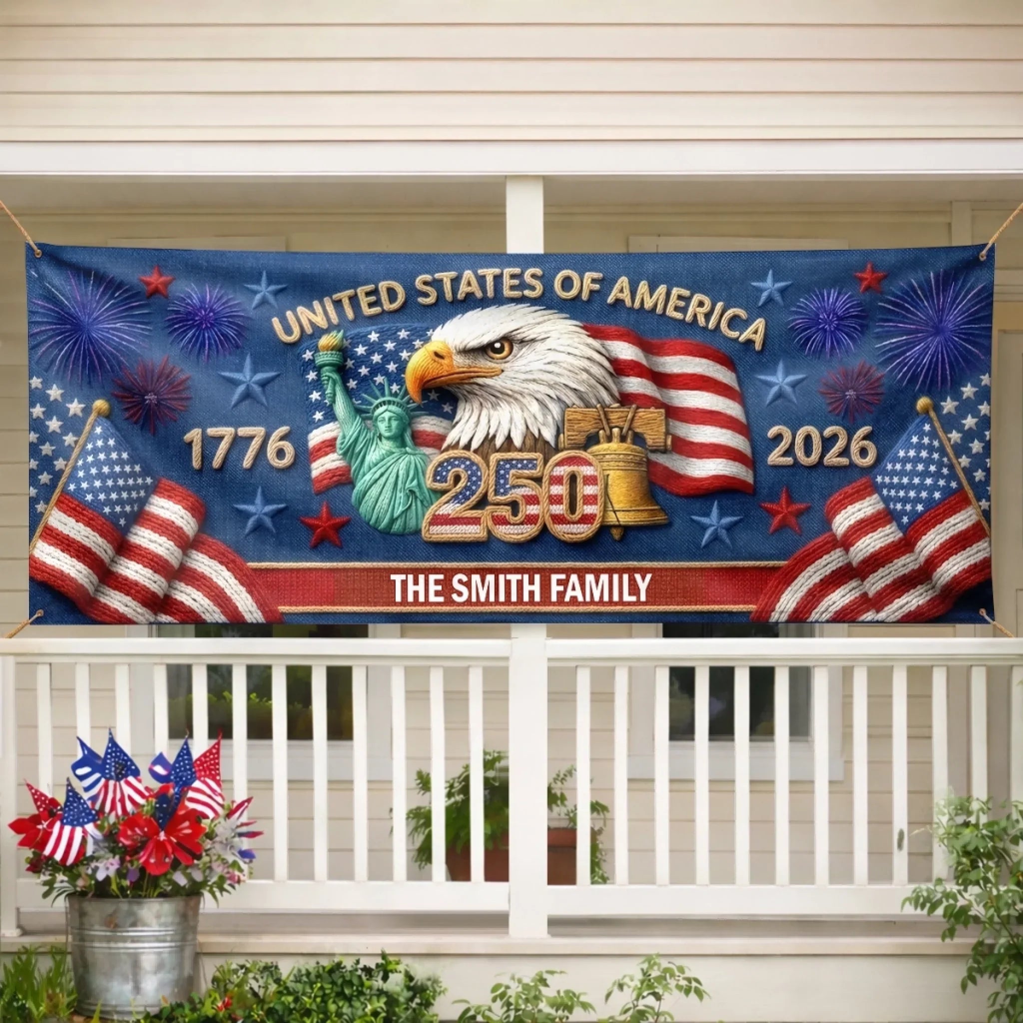 Custom Polyester Outdoor Banner - Personalized 250th Anniversary Gifts For Mom, Dad, Brother, Sister, Kids - Together We Shine Bright