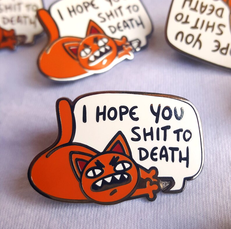Funny Kitty Enamel Pin Foul-Mouthed Kitten