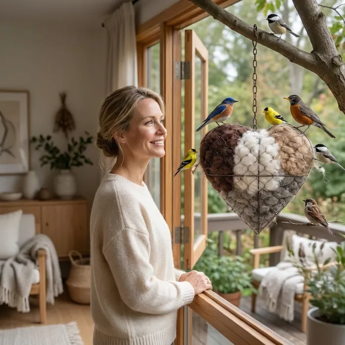 🔥LAST DAY 50% OFF - 🕊️🏡Handmade Natural Alpaca Fiber Bird Nesting Heart❤️Bird lovers gift