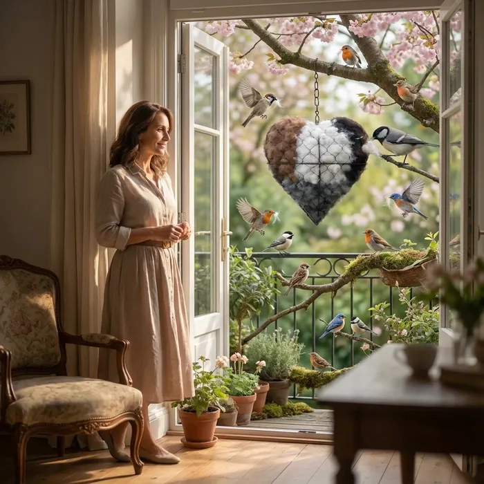 🔥LAST DAY 50% OFF - 🕊️🏡Handmade Natural Alpaca Fiber Bird Nesting Heart❤️Bird lovers gift