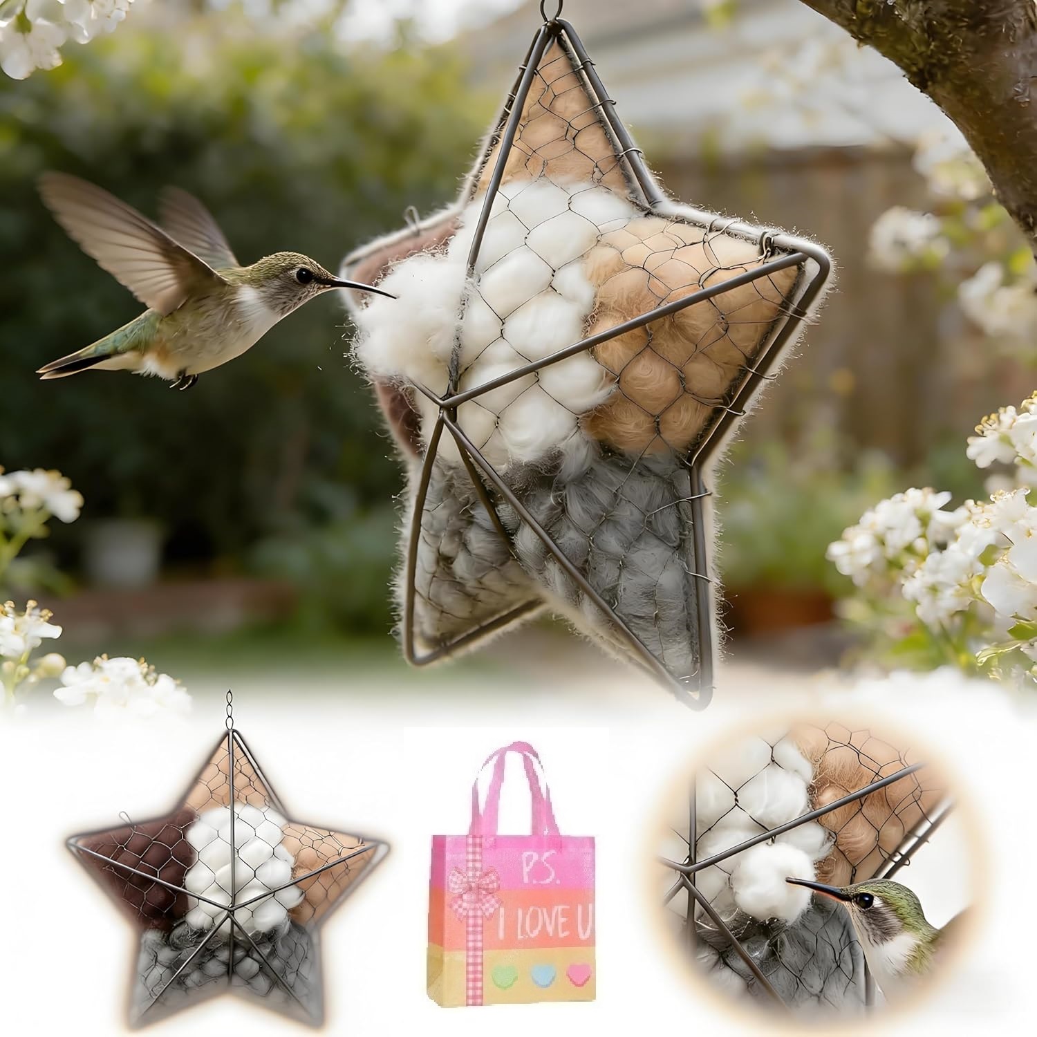 🔥LAST DAY 50% OFF - 🕊️🏡Handmade Natural Alpaca Fiber Bird Nesting Heart❤️Bird lovers gift