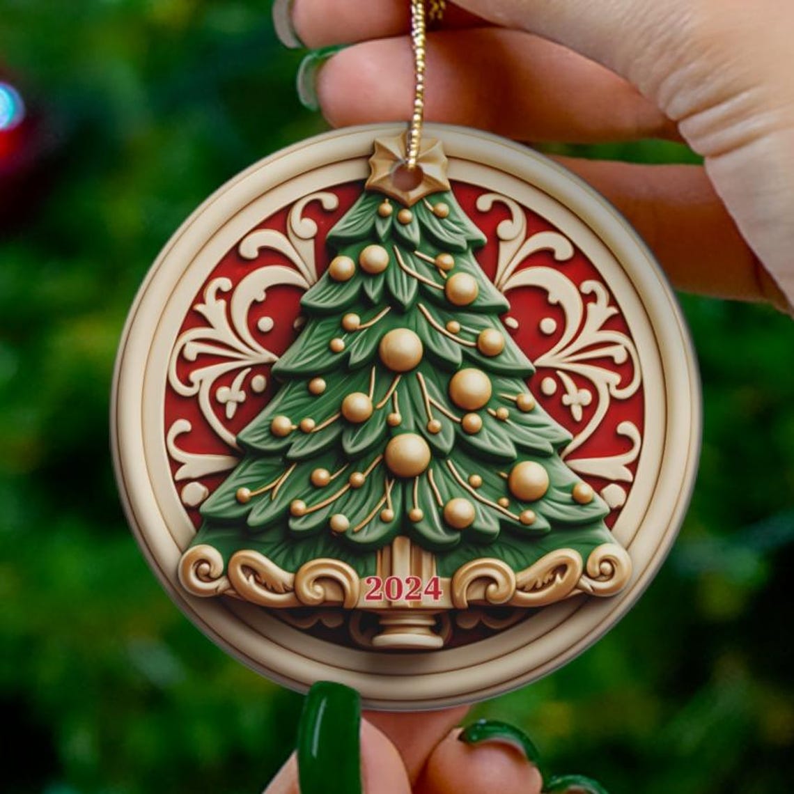 Round Christmas Tree Pendant