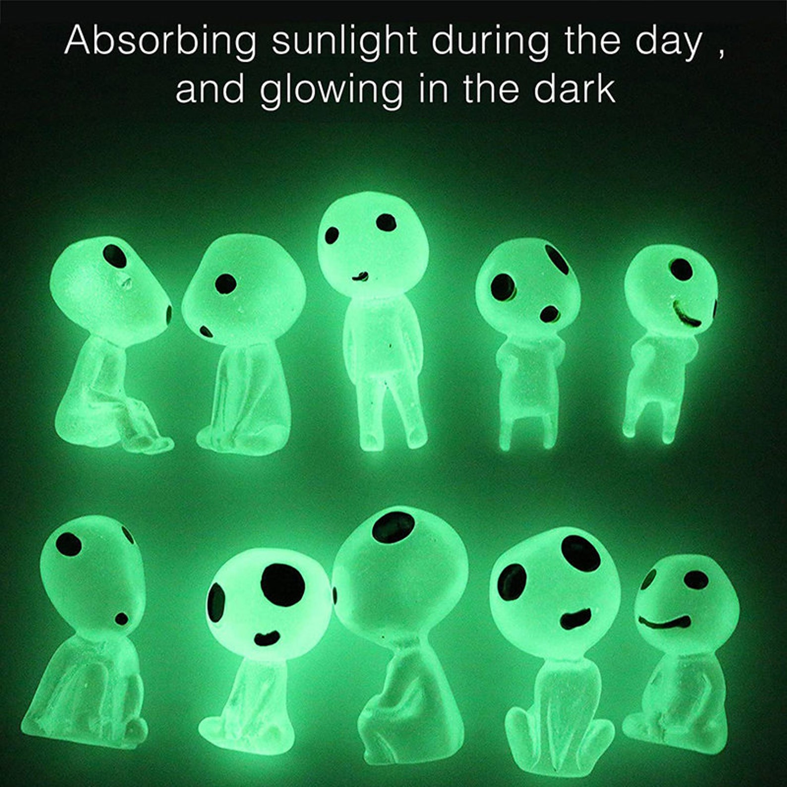 Set of 10 phosphorescent Princess Mononoke figurines