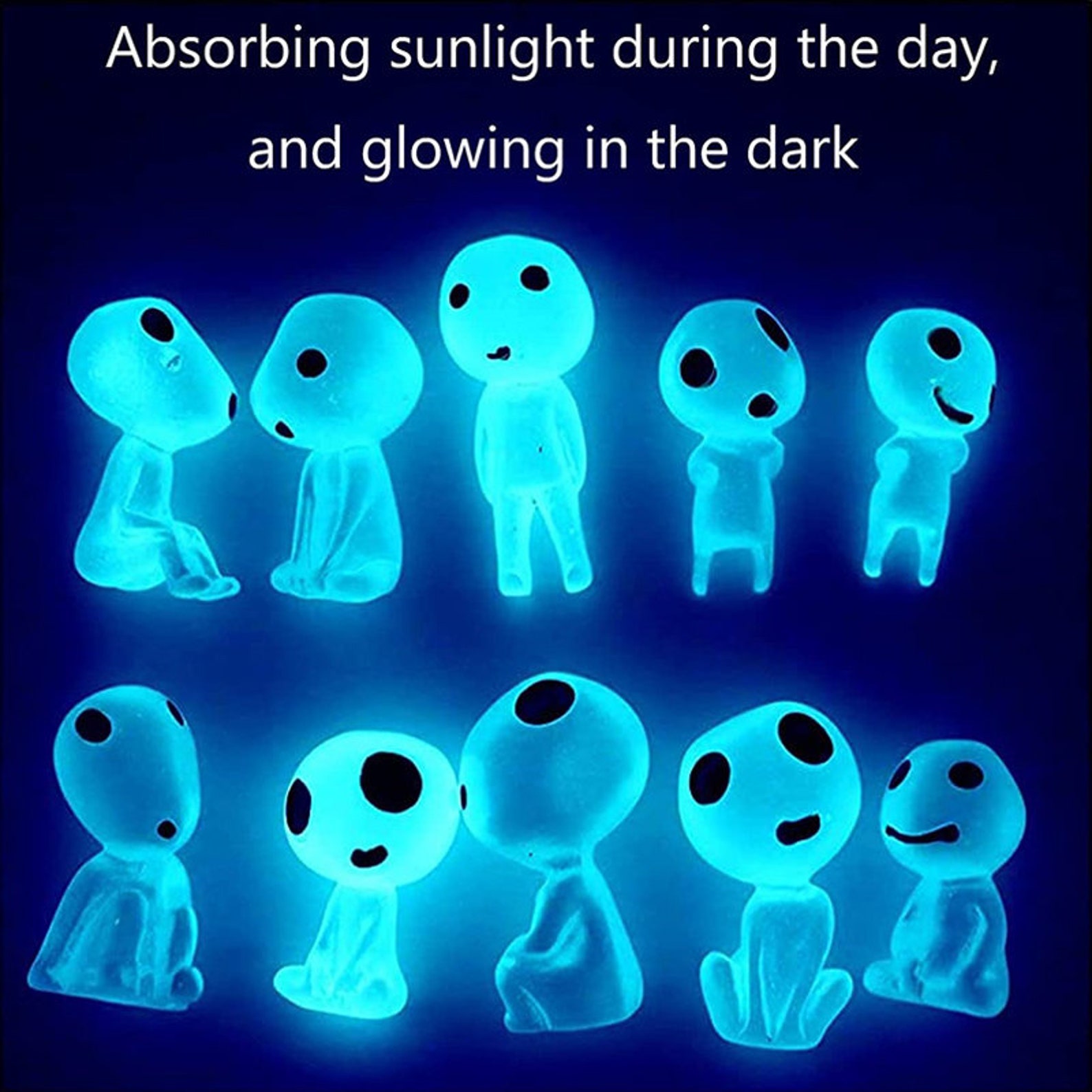 Set of 10 phosphorescent Princess Mononoke figurines