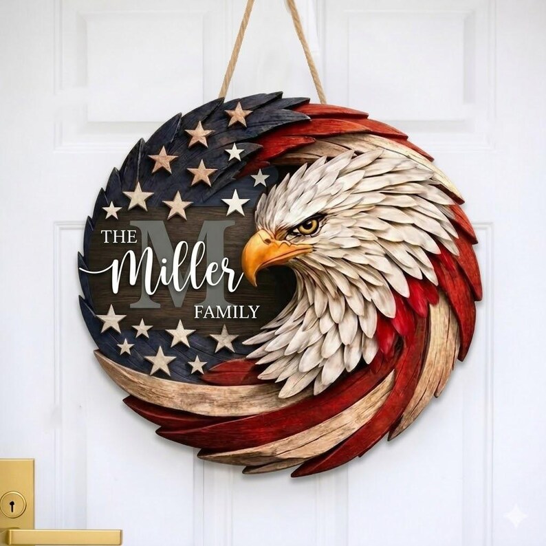 Custom Family Name Eagle Door Sign