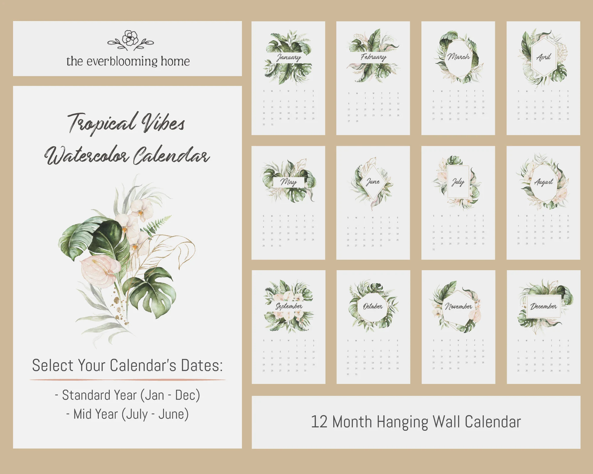 ❤Hot Sale 50% Off❤Beautiful Flowers Yearly Calendar 2024, Wall Calendar, Annual Calendar