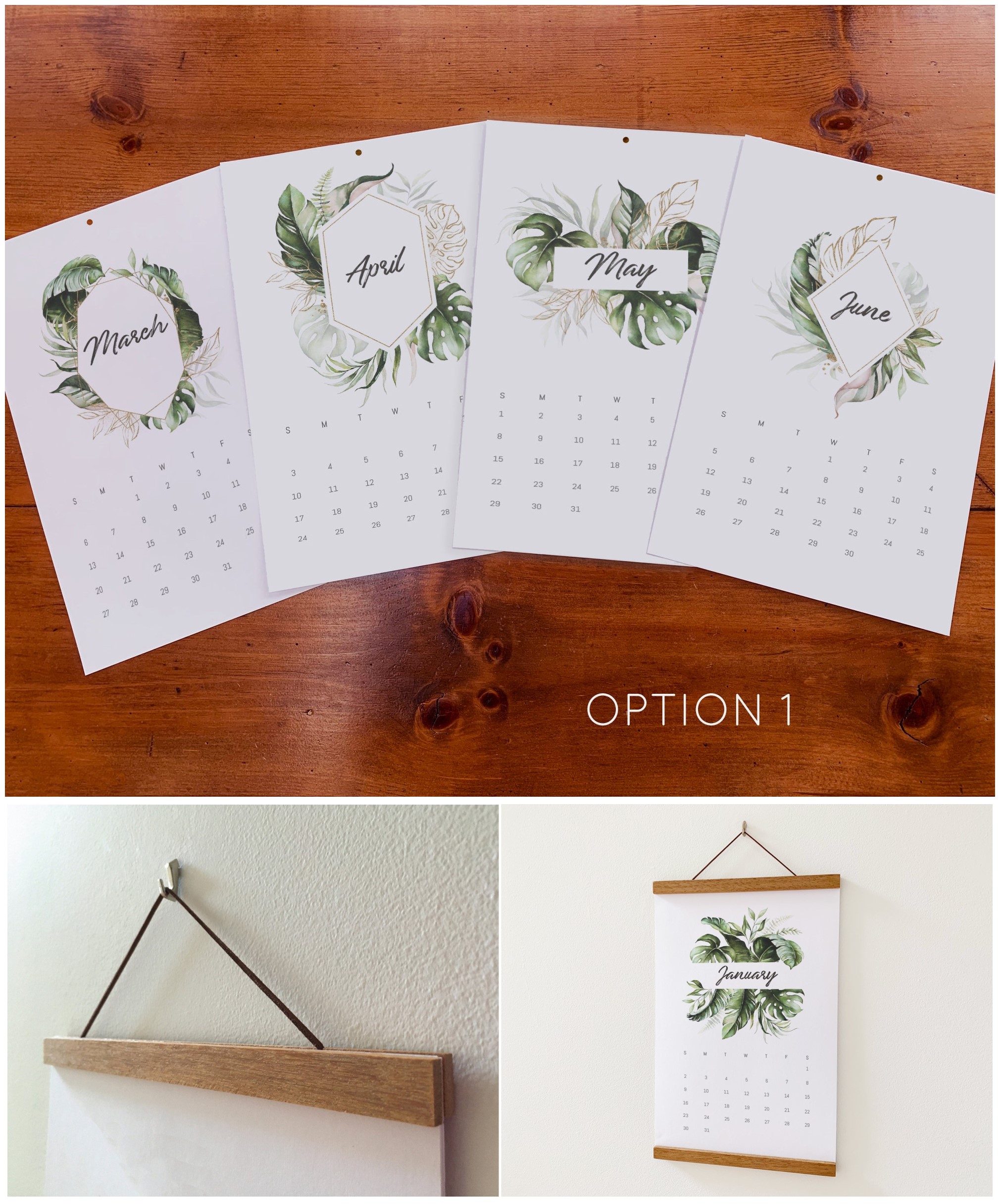 ❤Hot Sale 50% Off❤Beautiful Tropical  Leaf Yearly Calendar 2024, Wall Calendar, Annual Calendar